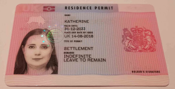 UK Permanent resident card